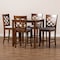 Baxton Studio Alora Grey Upholstered Walnut Brown Finished 5-Piece Wood Pub Set 172-9888-10903 - alternate 5